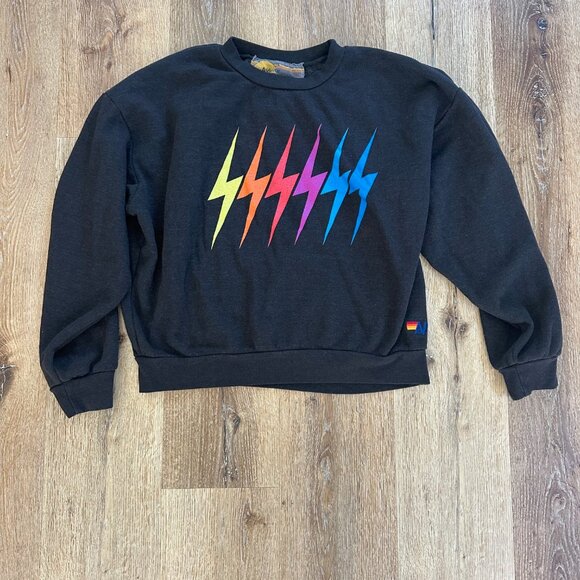 Aviator Nation Black/Rainbow Gradient Bolt Set- Size Small - Picture 2 of 10